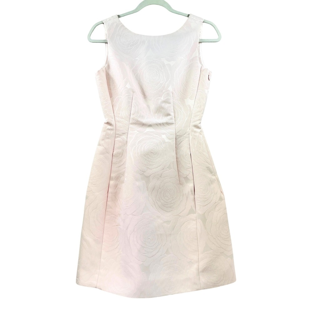Kate Spade Blush Pink Rose Jacquard Fit Flare Tank Dress Sz 2 Wedding Guest